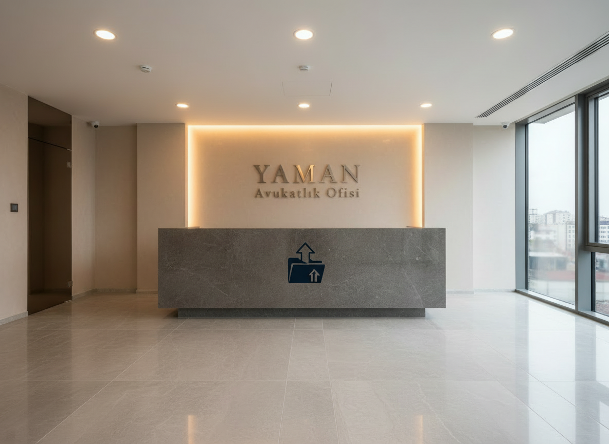 İcra ve İflas Hukuku ile ilgili, kurumsal, minimalist, tek renkli, koyu lacivert tonlarında küçük bir logo/ikon. Terazi, dosya ve finansal dengeyi çağrıştıran modern bir simge, arka planı sade, hukuk bürosu web sitesine uygun.